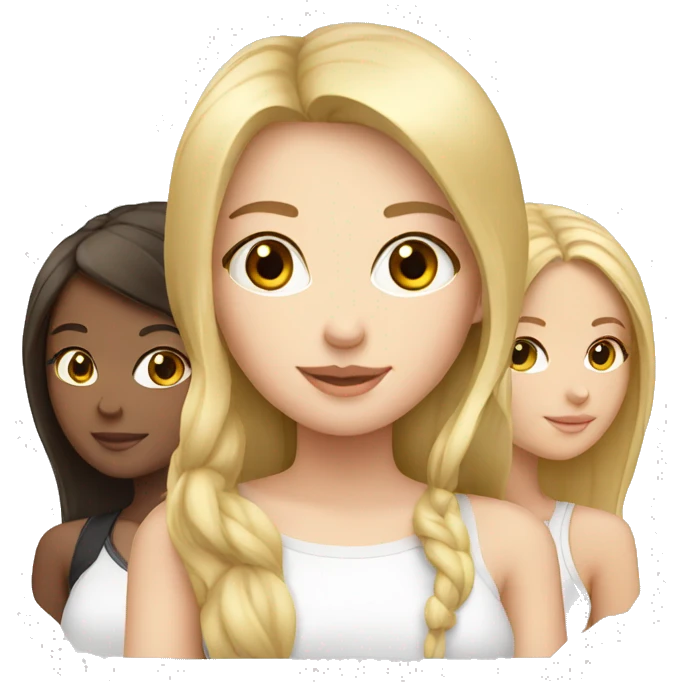 1 blonde girl and 2 brunette girls emoji