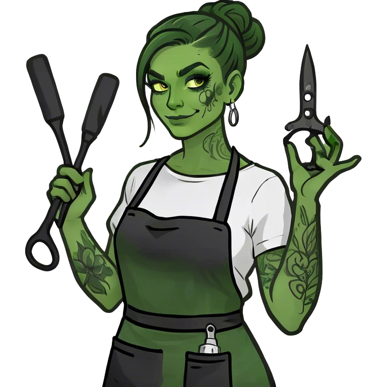 Dark haired female tattoo artist  emoji