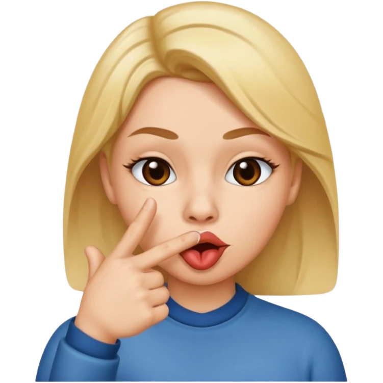 Can you give me an emoji that has duck lips but also is pointing a finger to their mouth emoji