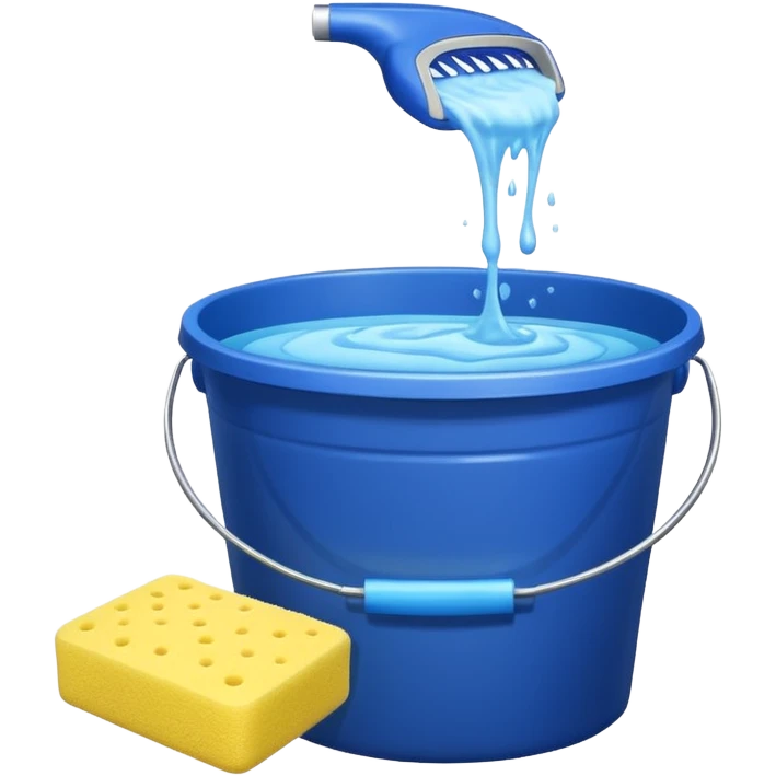 I want emoji with dark blue bucket that is filled with dtergent nd hace car wash sponge in yellow color emoji
