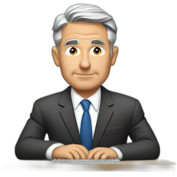Jerome powell working on a computer emoji