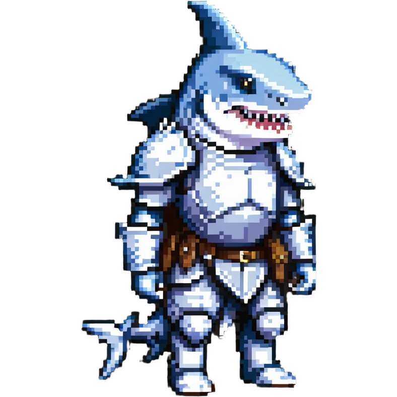anthropomorphic shark wearing knight armor emoji