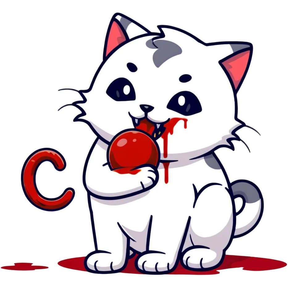 A cute cat eating a dog horror emoji