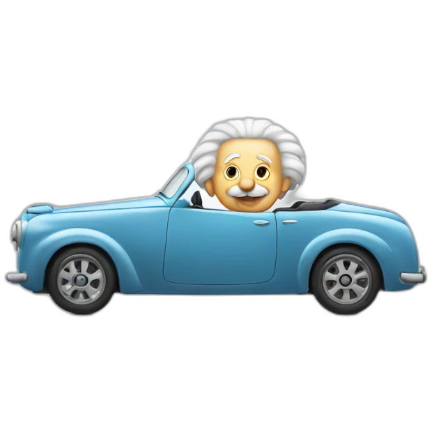 Car looking like albert einstein emoji
