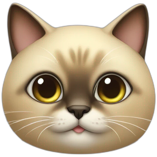 Chubby Siamese cat with big eyes hugging a pineapple emoji