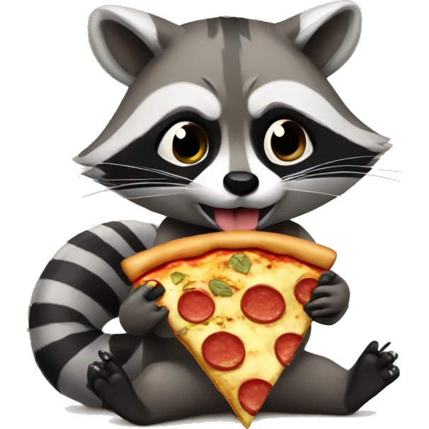 Raccoon eating a pizza emoji