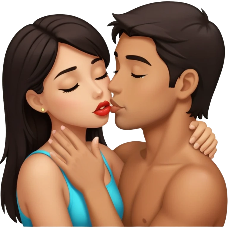 Девушка целует парня со страстью emoji