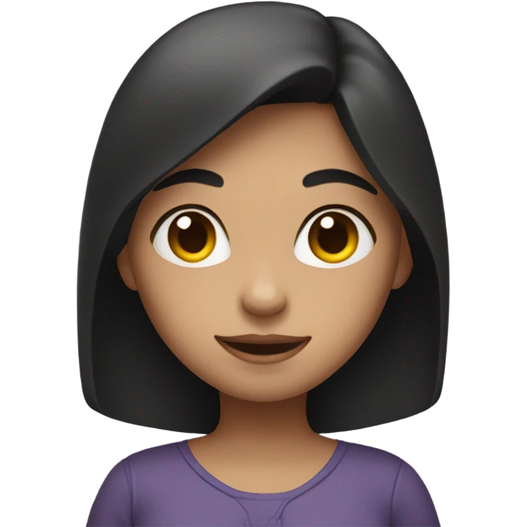 A girl with dark hair, with a heart in her hands emoji