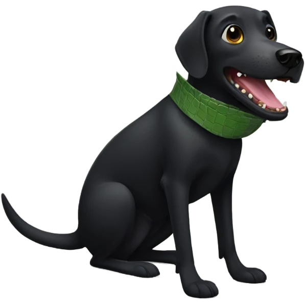 Black dog with alligator body in mouth emoji