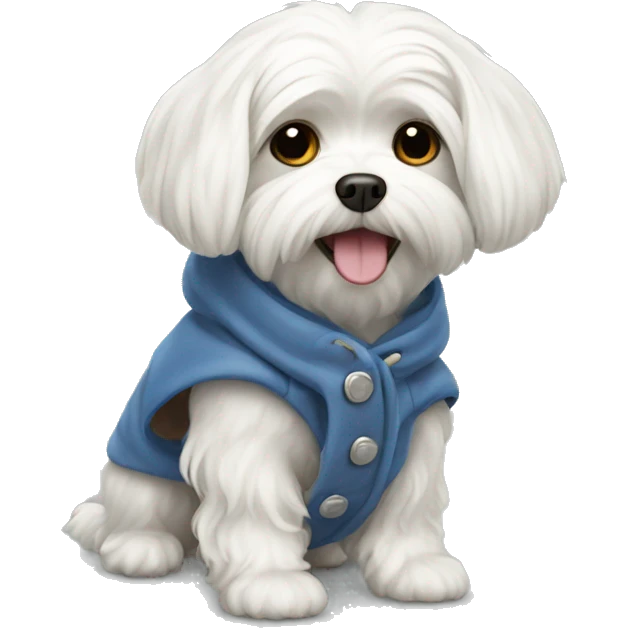 Maltese dog with coat  emoji
