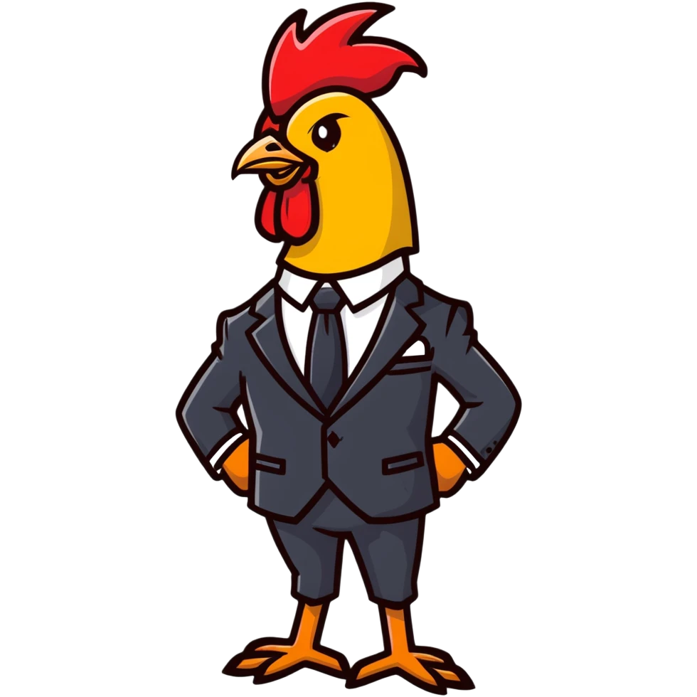 business rooster wearing suit and tie emoji