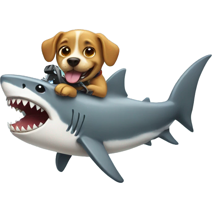 Dog riding shark emoji