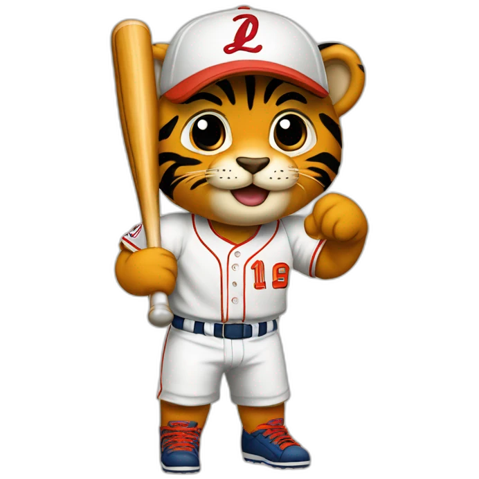 Tigre con camiseta de beisbol y la letra L emoji