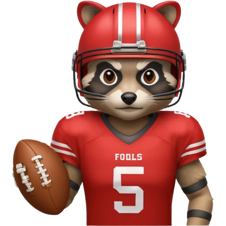 american football player raccoon red emoji