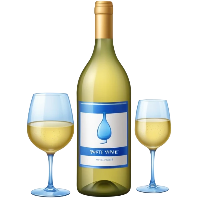 a bottle of white wine with a blue label emoji