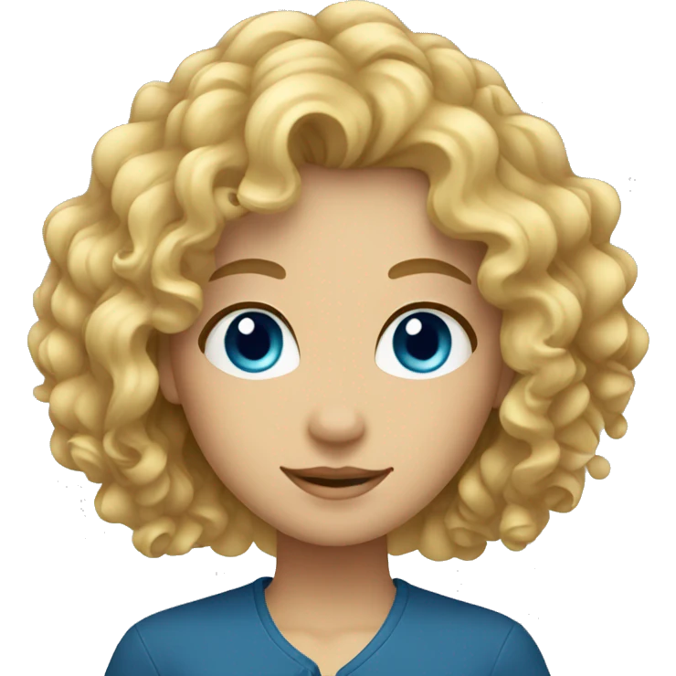curly blond hair with blue eyes emoji