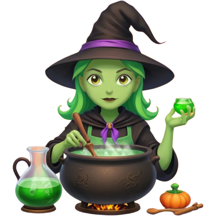 green witch cooking potion emoji