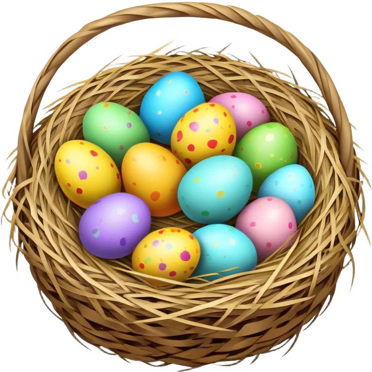 Easter nest with colorful eggs emoji