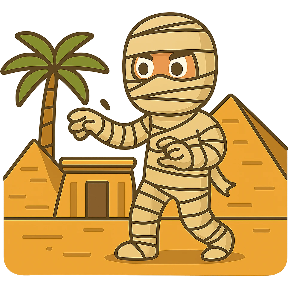 flat toon style Egyptian mummy in ancient Egypt emoji