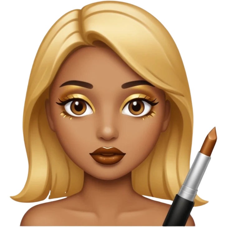 lip gloss brown with makeup gold emoji