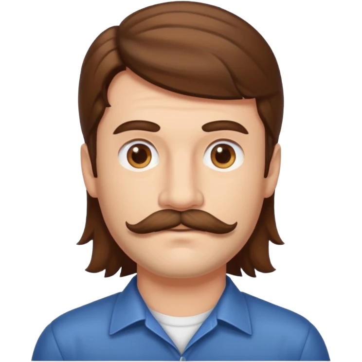 make a mullet man emoji with brown hair and mustache emoji