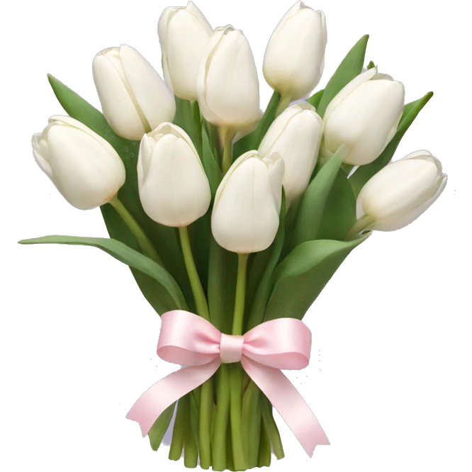 White tulips bouquet with light pink bow  emoji