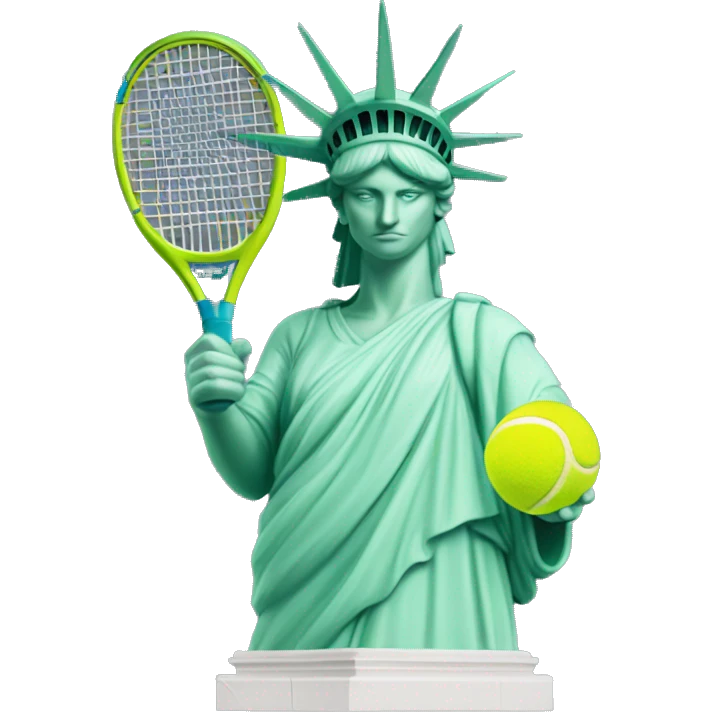 Statue of Liberty with a tennis ball and a raquet emoji