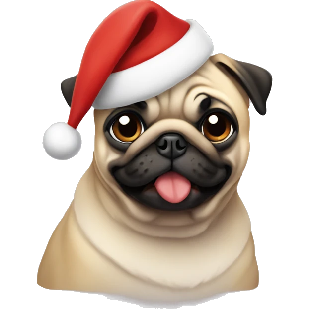 Pug wearing a Santa hat emoji