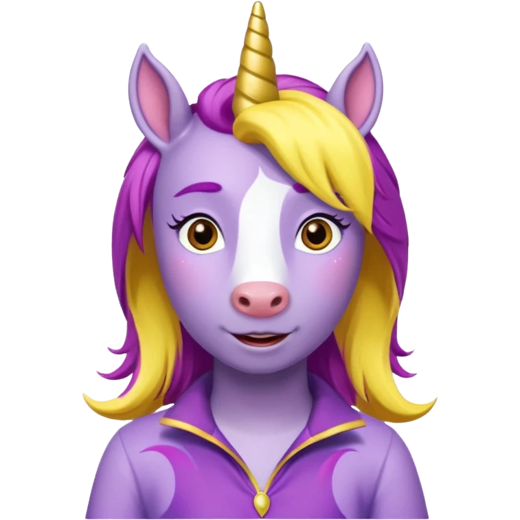 Shirley Shawn the Unicorn from The Wiggles with yellow horse with purple hair emoji
