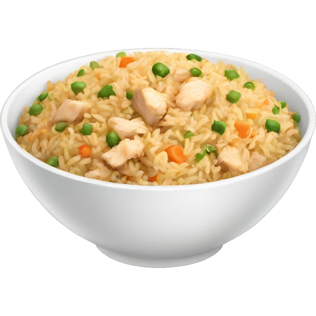a bowl of chicken fried rice emoji