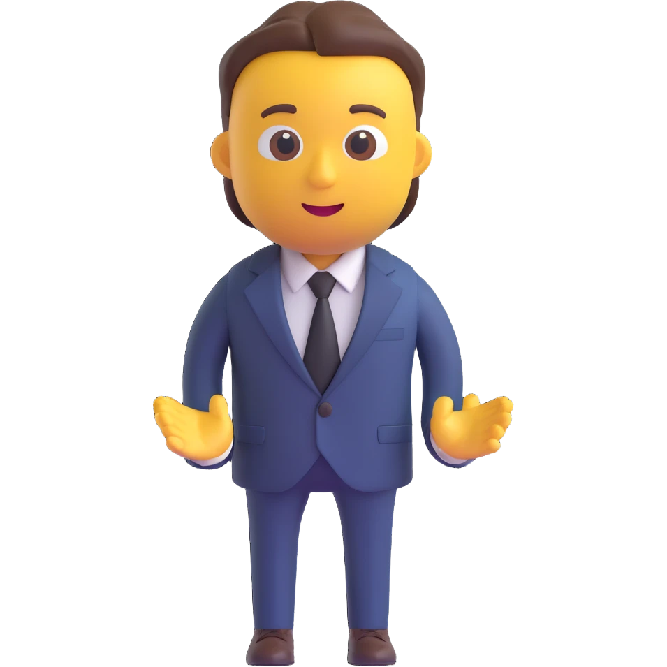 a business man turning his body, 3d emoji style, suit and tie emoji
