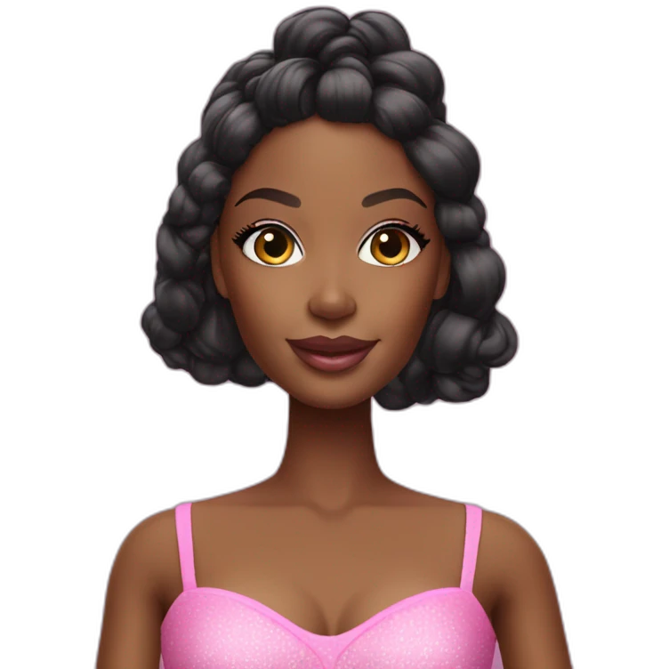 black barbie with drink emoji