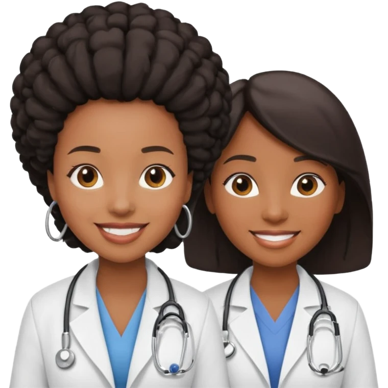 black female doctor and white technician emoji