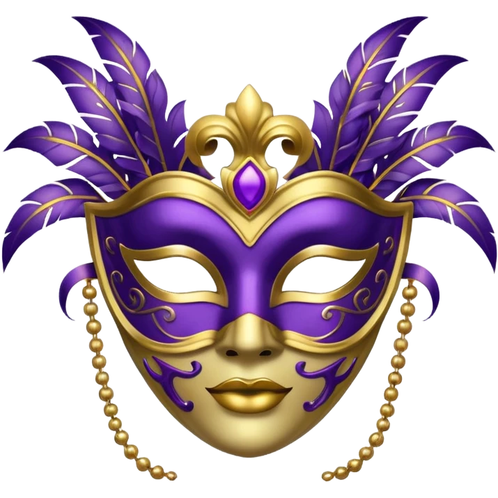 carnival mask with gold and purple decorations emoji