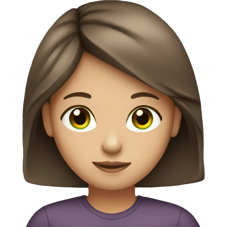 Girl with brown hair green eyes and laptop emoji