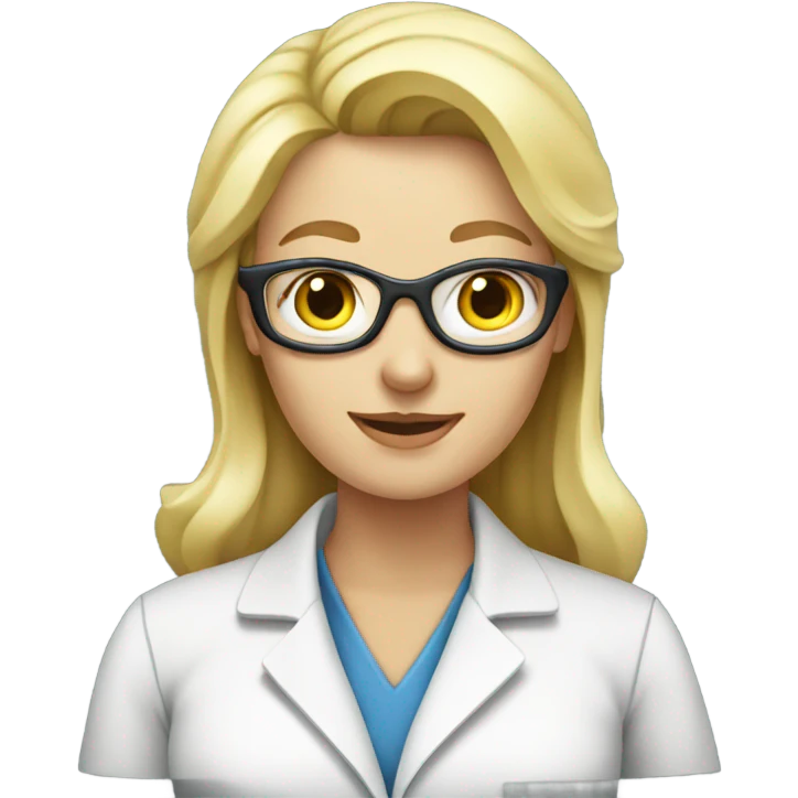 Blonde woman scientist producing medicine  emoji