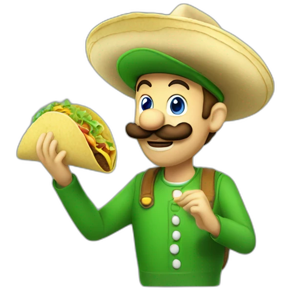 Luigi eats a taco emoji