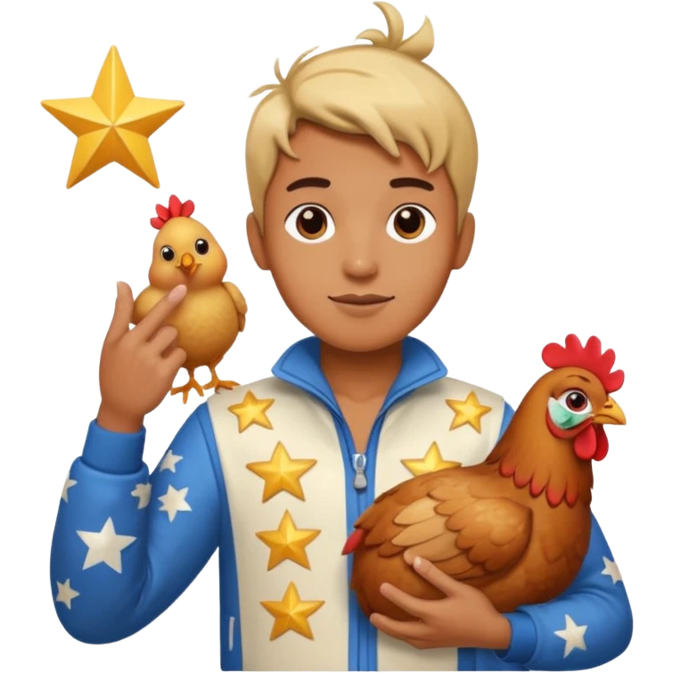 67 holding chicken stars and doing the boi hand gesture emoji