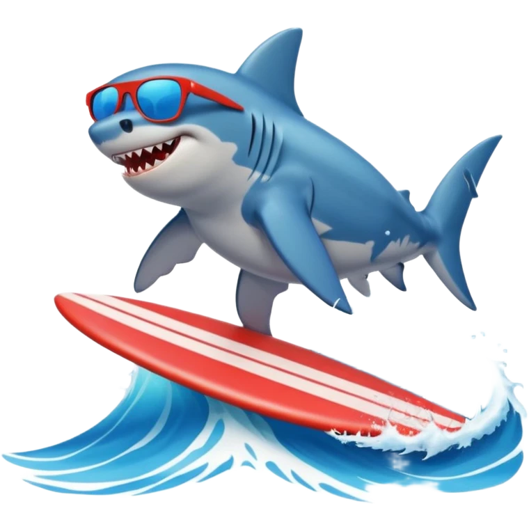 Shark with sunglasses surfing on a wave emoji
