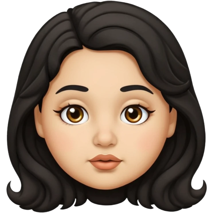 chubby girl with olive skin tone , thick eyebrows , thick nose  and black wavy hairs emoji