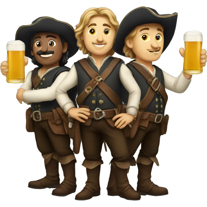 Three musketeers working in finance, all caucasian, having a beer emoji