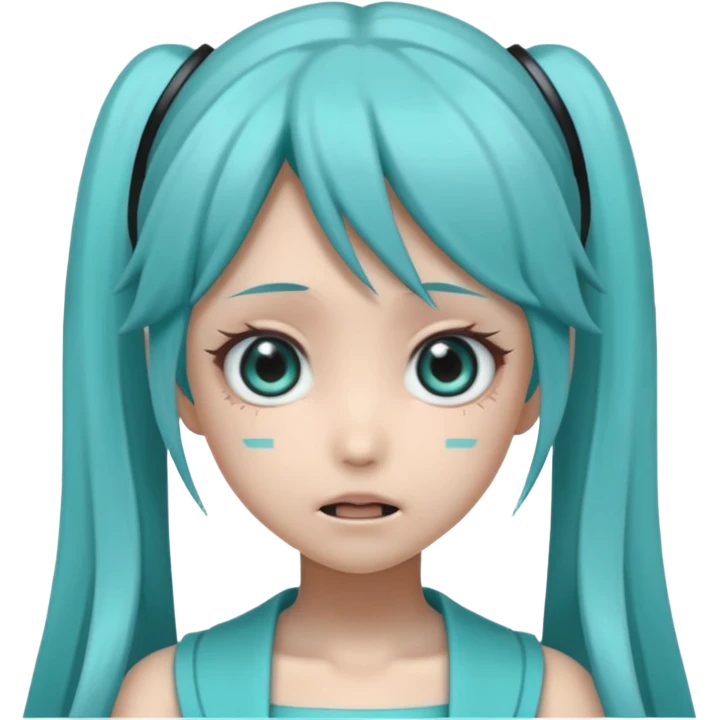 Hatsune miku with creepy face emoji
