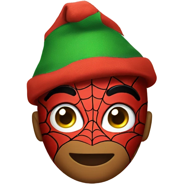 spider man wearing a christmas hat emoji