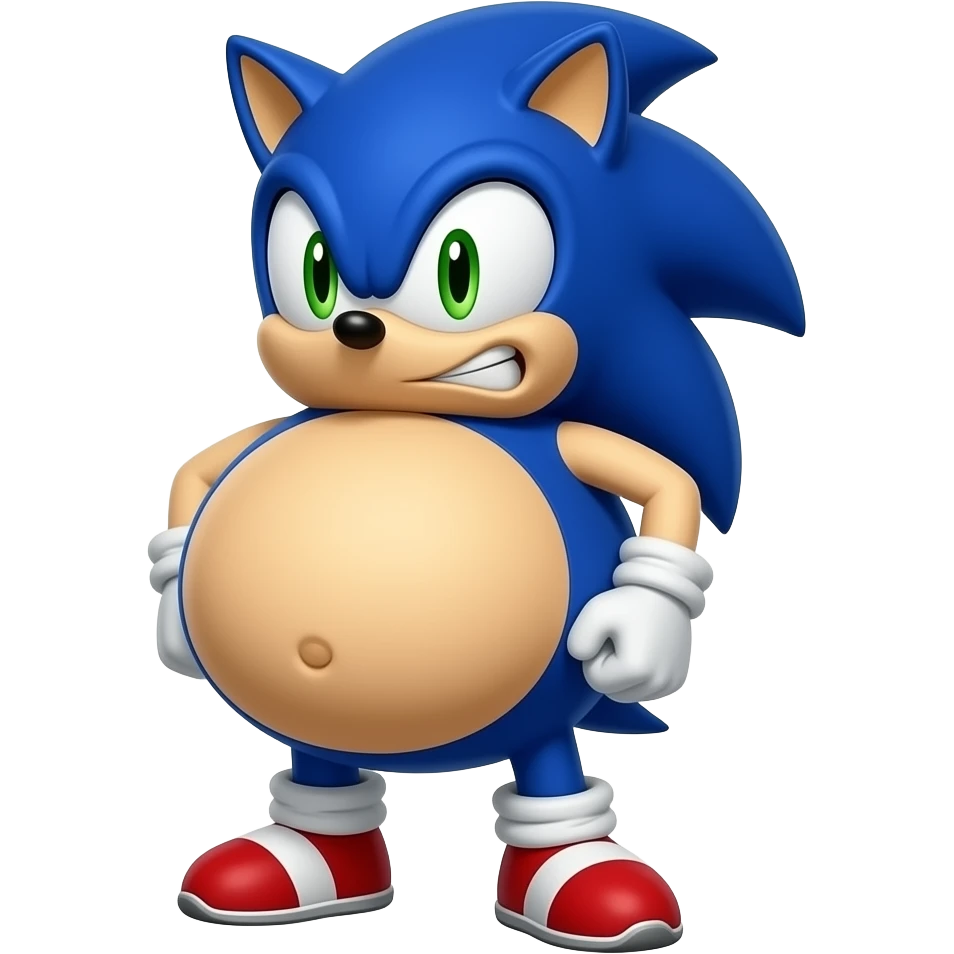 sonic with his belly being overinflated emoji