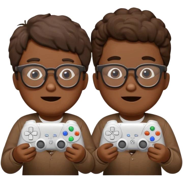 Two poops wearing glasses and each on holding ps5 controller emoji