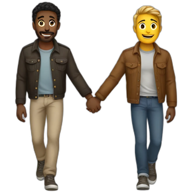 Two guys holding hands walking emoji