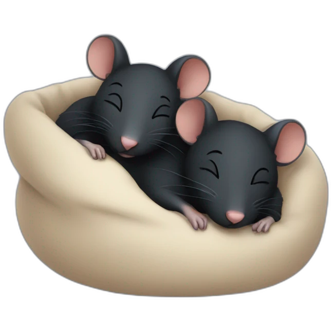 two black rats sleeping together emoji