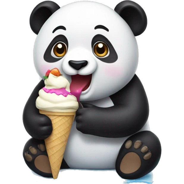 Panda eating ice cream emoji