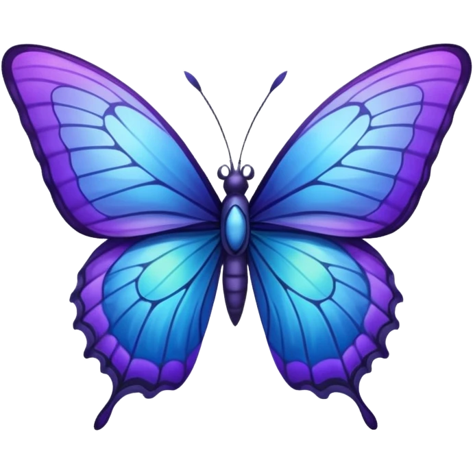 Blue purple magical mystical butterfly side view emoji