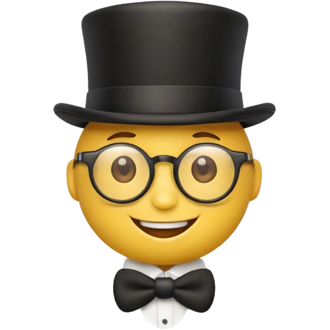 Make an emoji wearing a top hat and glasses emoji